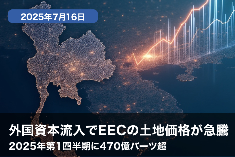 外国資本流入でEECの土地価格が急騰、2025年第1四半期に外国直接投資額470億バーツ超