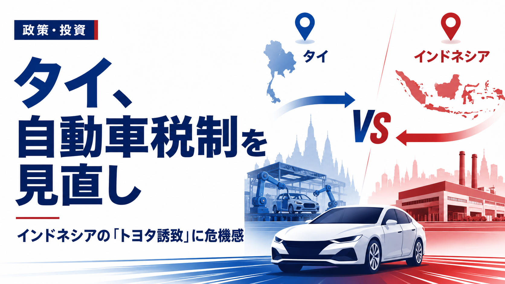 タイ、自動車税制を抜本見直しへ　インドネシアの「トヨタ誘致」に危機感？