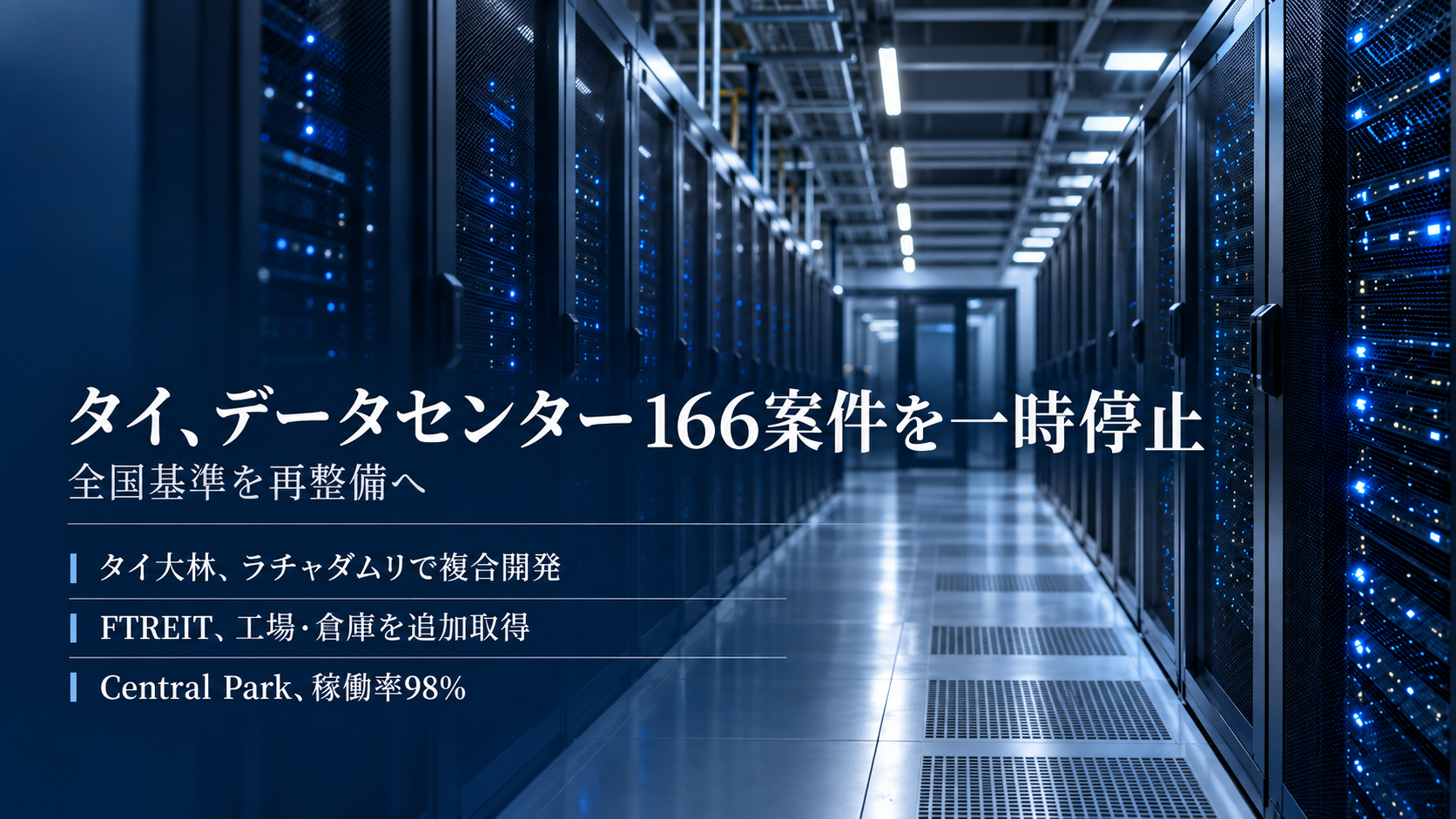 タイ、データセンター166案件を一時停止　全国基準を再整備へ